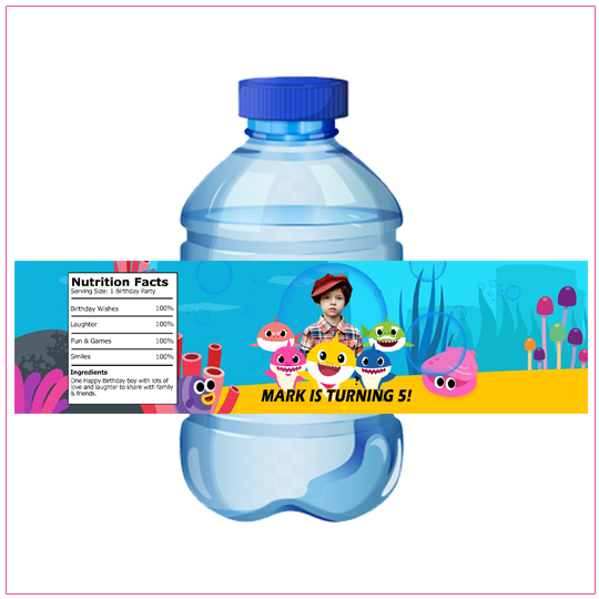 Baby Shark Water Bottle Label