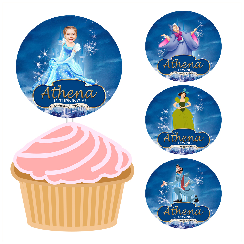 Cinderella Cupcake Toppers Birthday Label