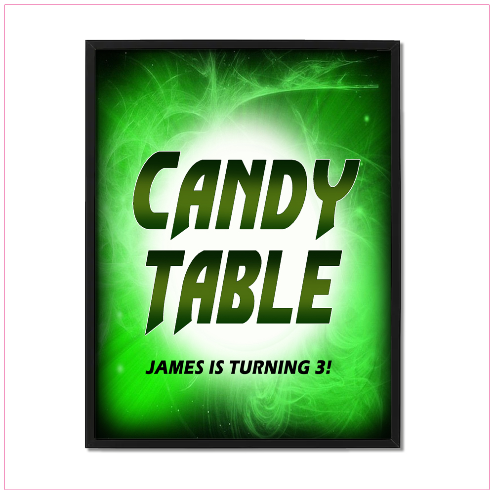 Green Lantern Table Sign Birthday Label