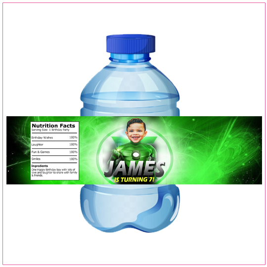 Green lantern Water Bottle Label