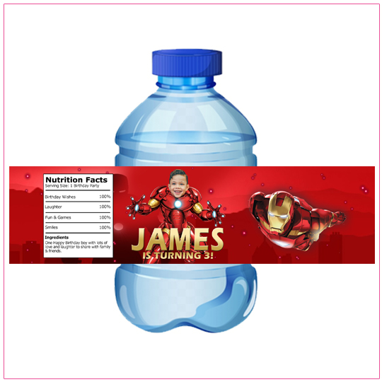 Iron Man Water Bottle Label