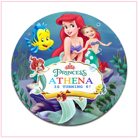 Little Mermaid Round Favor Tags