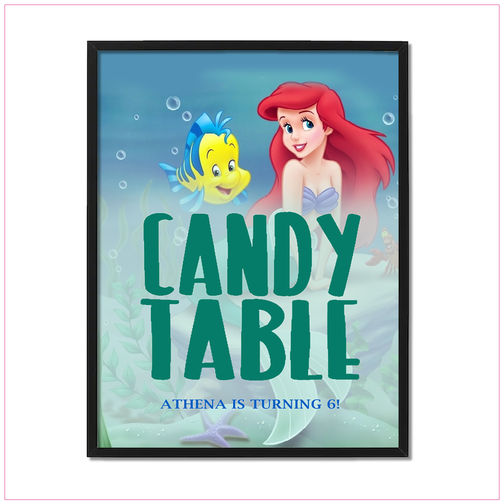 Little Mermaid Table Sign Birthday Label