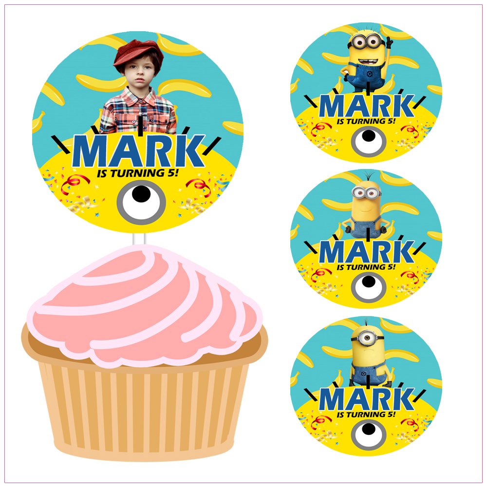 Minions Cupcake Toppers Birthday Label