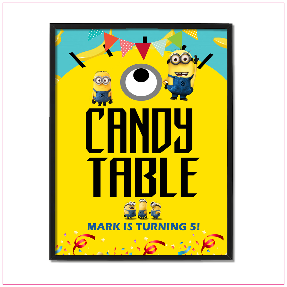 Minions Table Sign Birthday Label