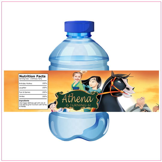 Mulan Water Bottle Label