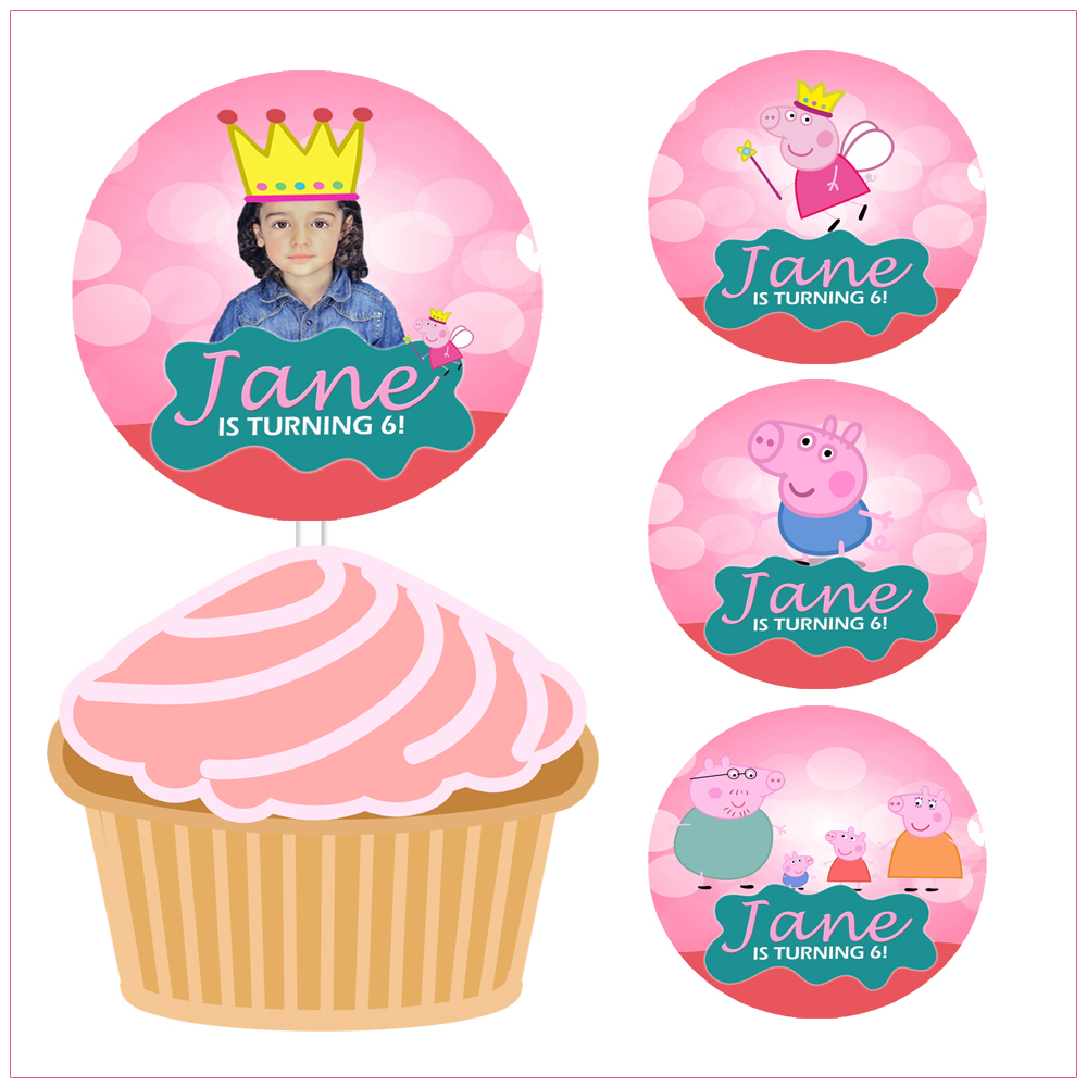 Peppa Pig Cupcake Toppers Birthday Label