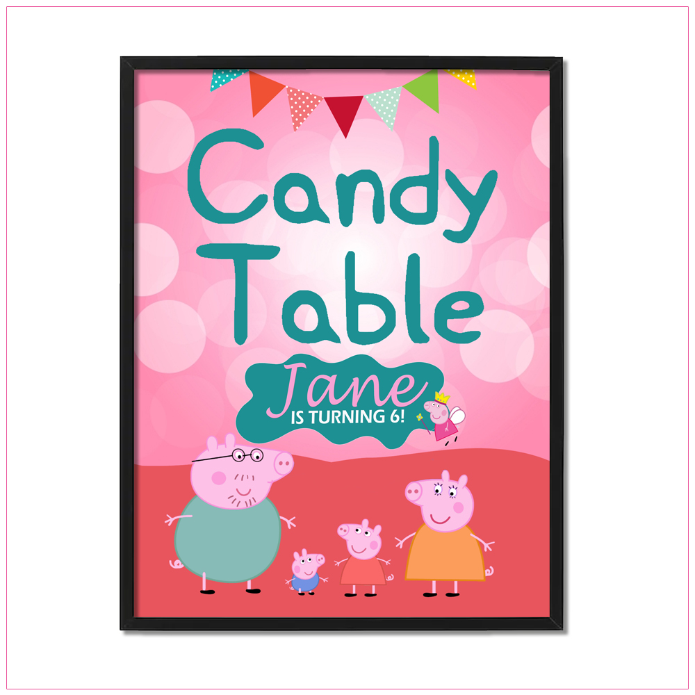 Peppa Pig Table Sign Birthday Label