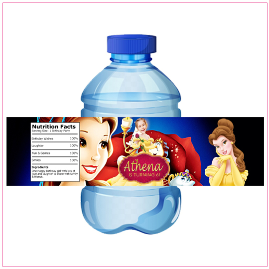 Princess Belle Water Bottle Label
