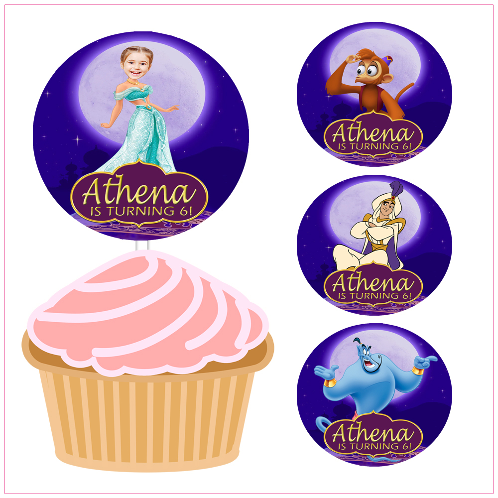 Princess Jasmine Cupcake Toppers Birthday Label
