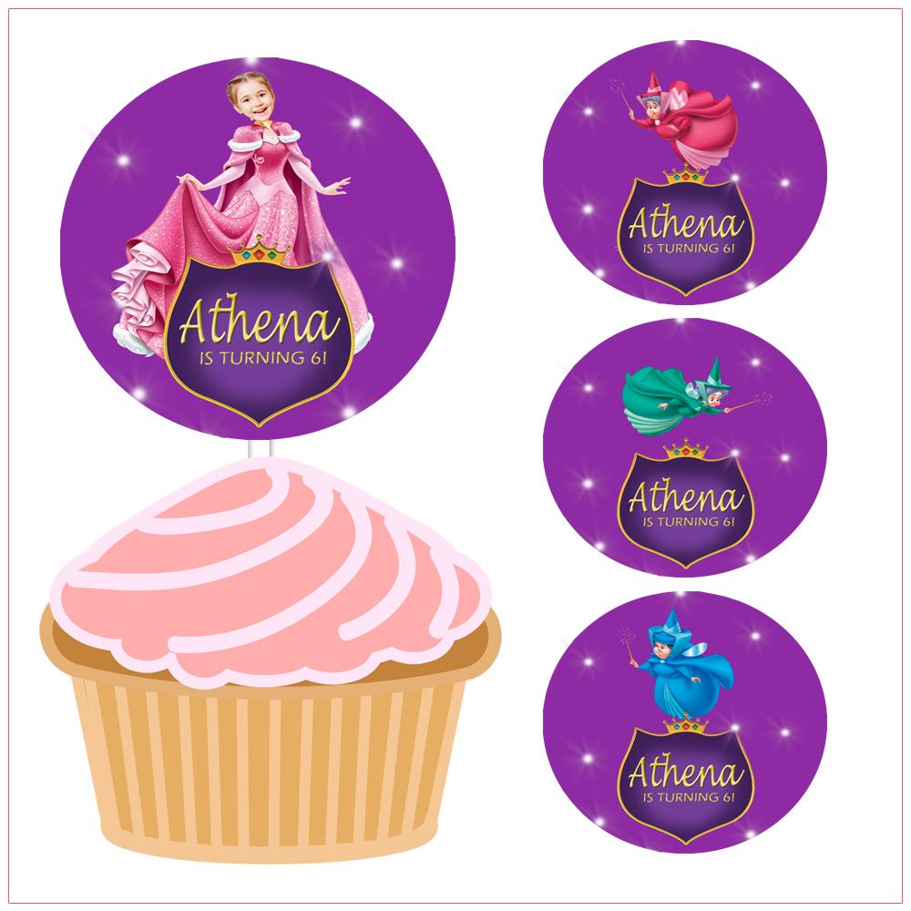 Sleeping Beauty Cupcake Toppers Birthday Label