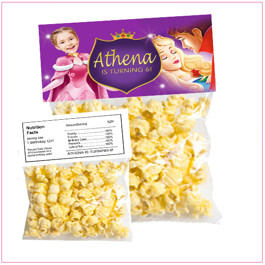 Sleeping Beauty Popcorn Birthday Label