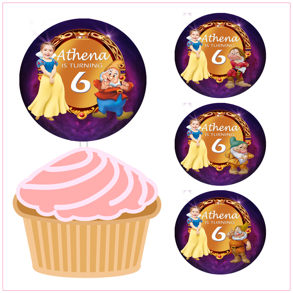Snow White Cupcake Toppers Birthday Label