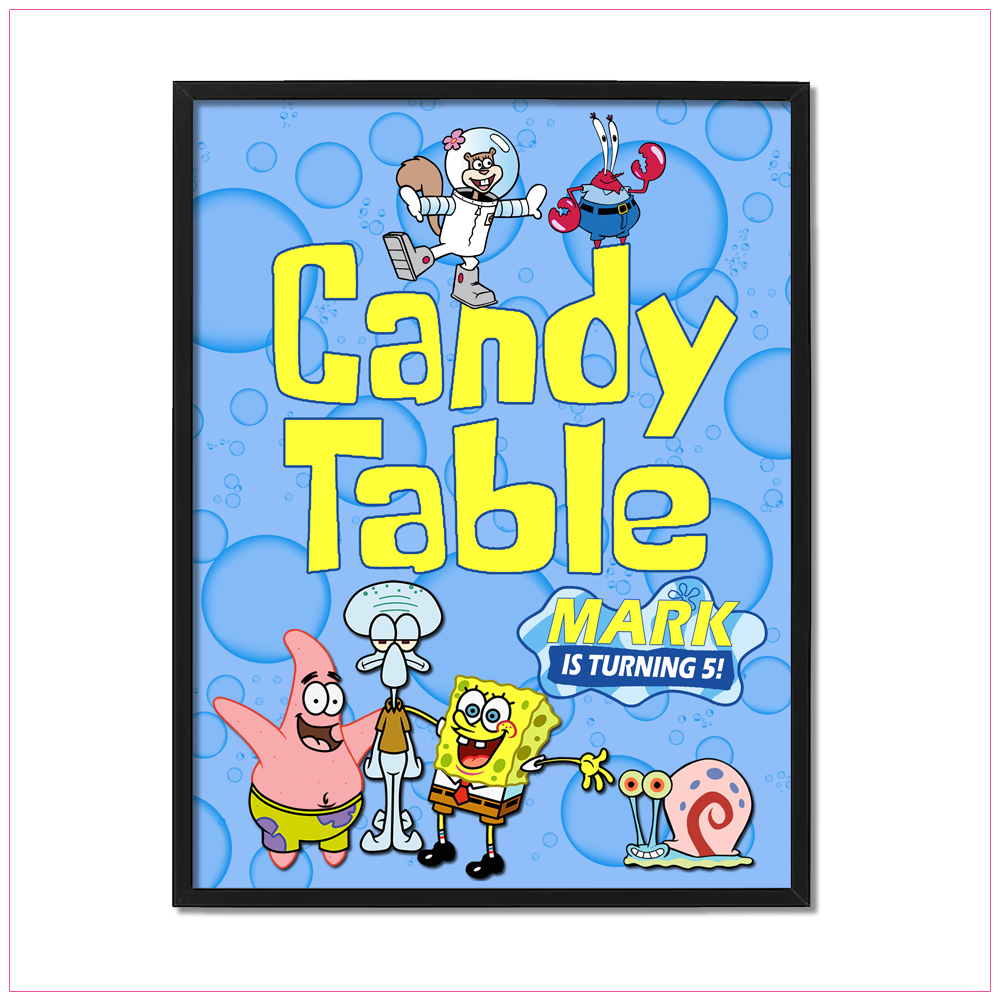 Spongebob Table Sign Birthday Label