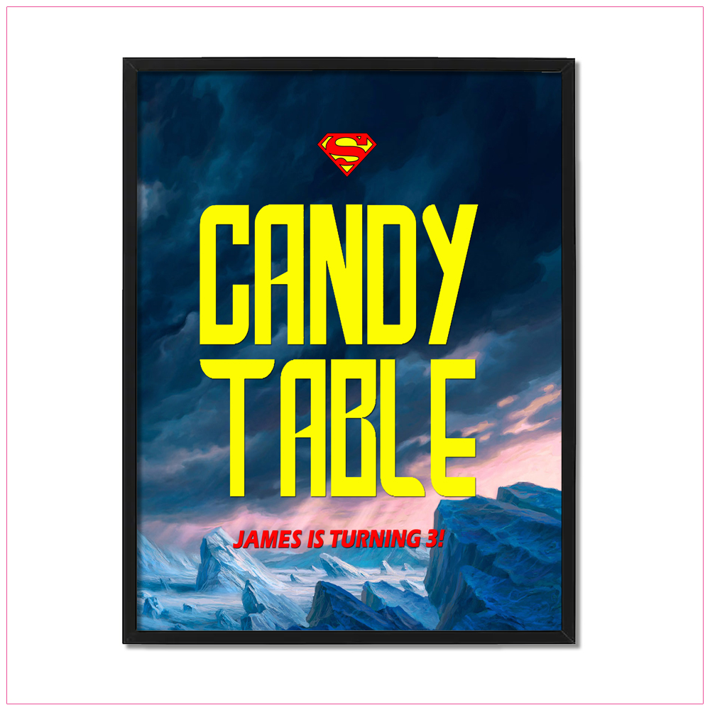 Super Man Table Sign Birthday Label