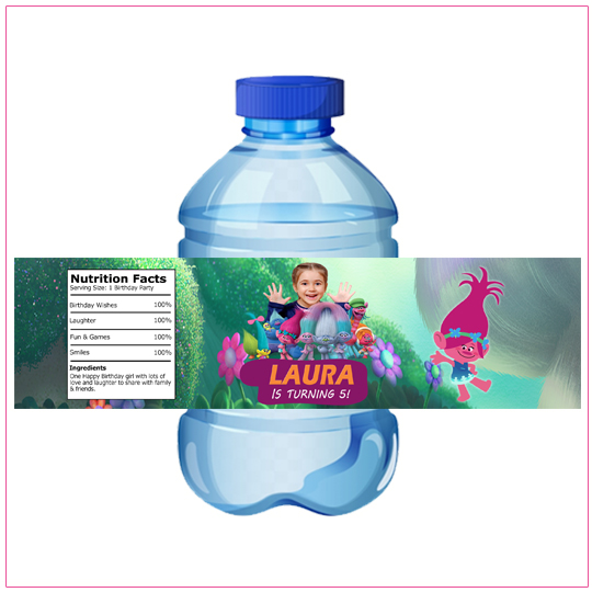 Trolls Water Bottle Label