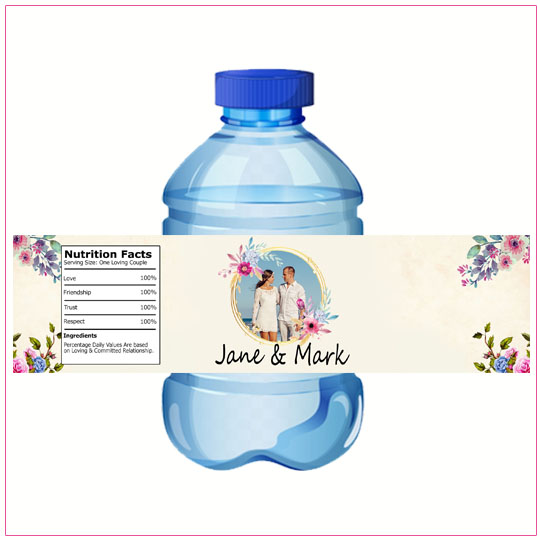 Wedding Water Bottle label Flora in Ocean