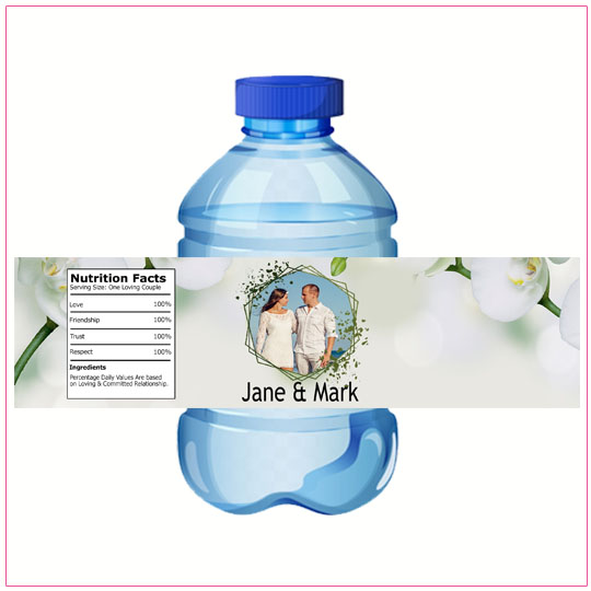White Flowers Wedding Water Bottle Label
