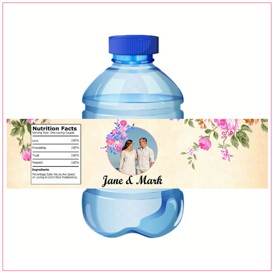 Flora in Pink Wedding Water Bottle Label