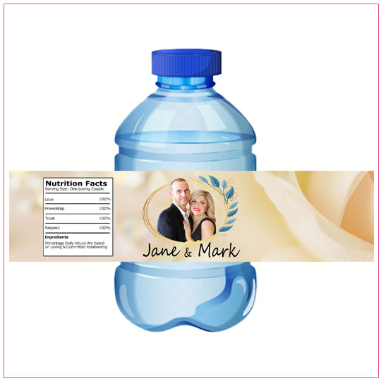 White and Blue Wedding Water Bottle Label