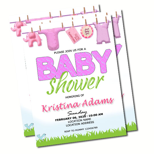 Hanging Clothes 1 Baby Shower Invitation