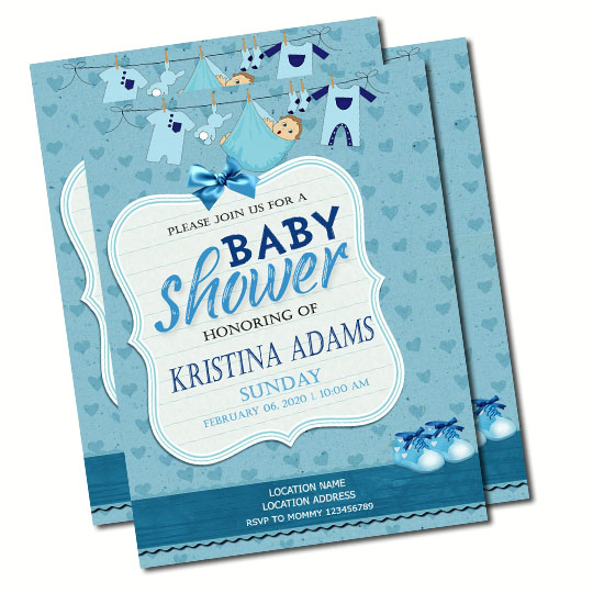 Blue Hearths Baby Shower Invitation
